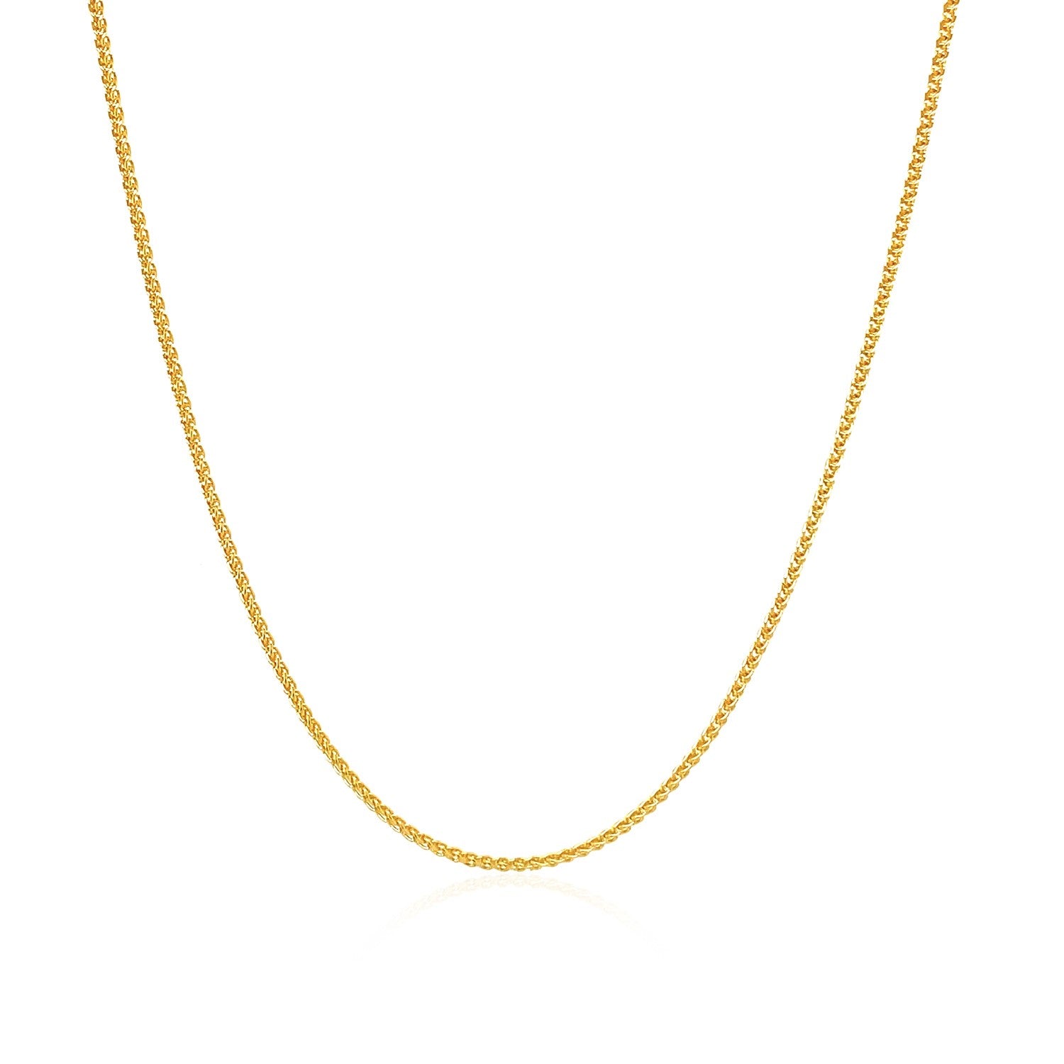 10k Yellow Gold Wheat Chain 1.0mm (1.00 mm) in a sleek high-contrast midnight luxury editorial style